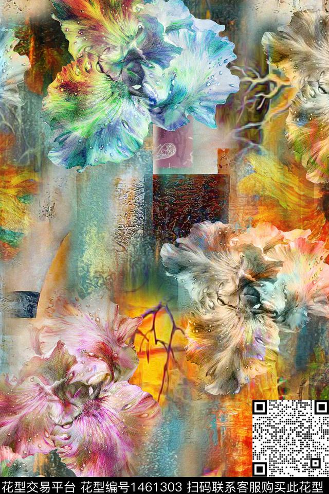 花卉香云纱中老年数码印花华亿平台下载（图片编号: 1461303） - 瓦栏（Walan）