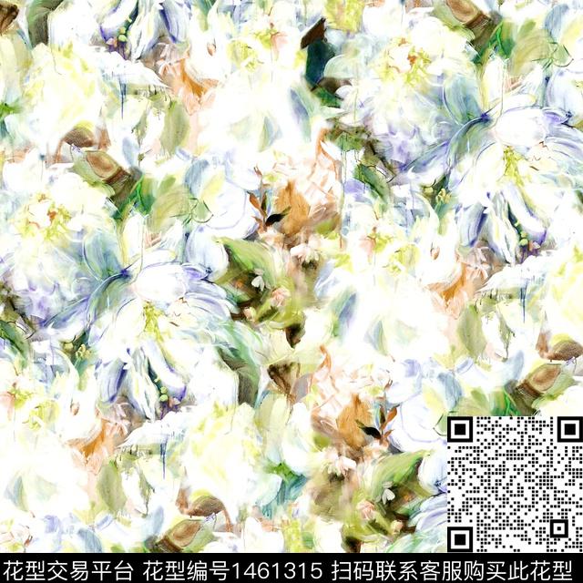 玫瑰花牡丹手绘花卉数码印花华亿平台下载（图片编号: 1461315） - 瓦栏（Walan）