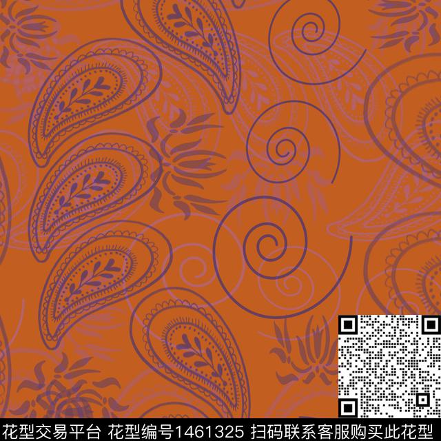 圆形民族风佩斯利图案传统印花华亿平台下载（图片编号: 1461325） - 瓦栏（Walan）
