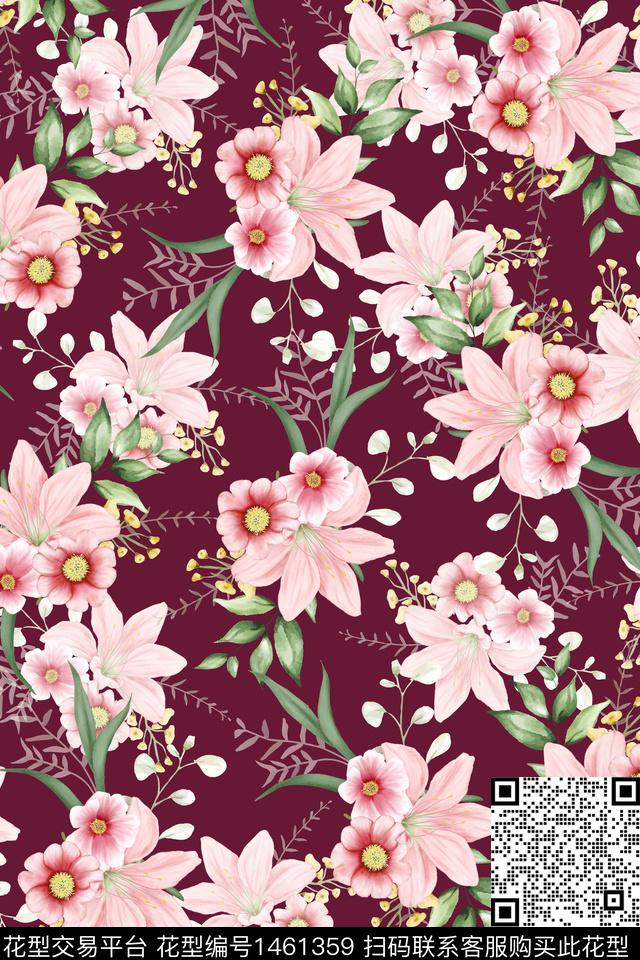 女装花卉大牌风数码印花华亿平台下载（图片编号: 1461359） - 瓦栏（Walan）