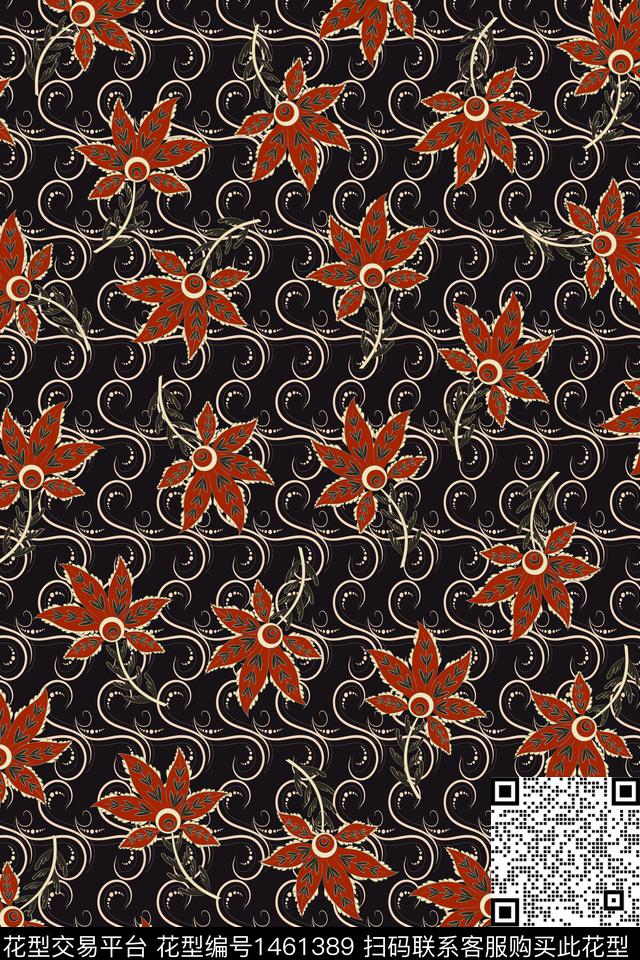 女装花卉大牌风数码印花华亿平台下载（图片编号: 1461389） - 瓦栏（Walan）
