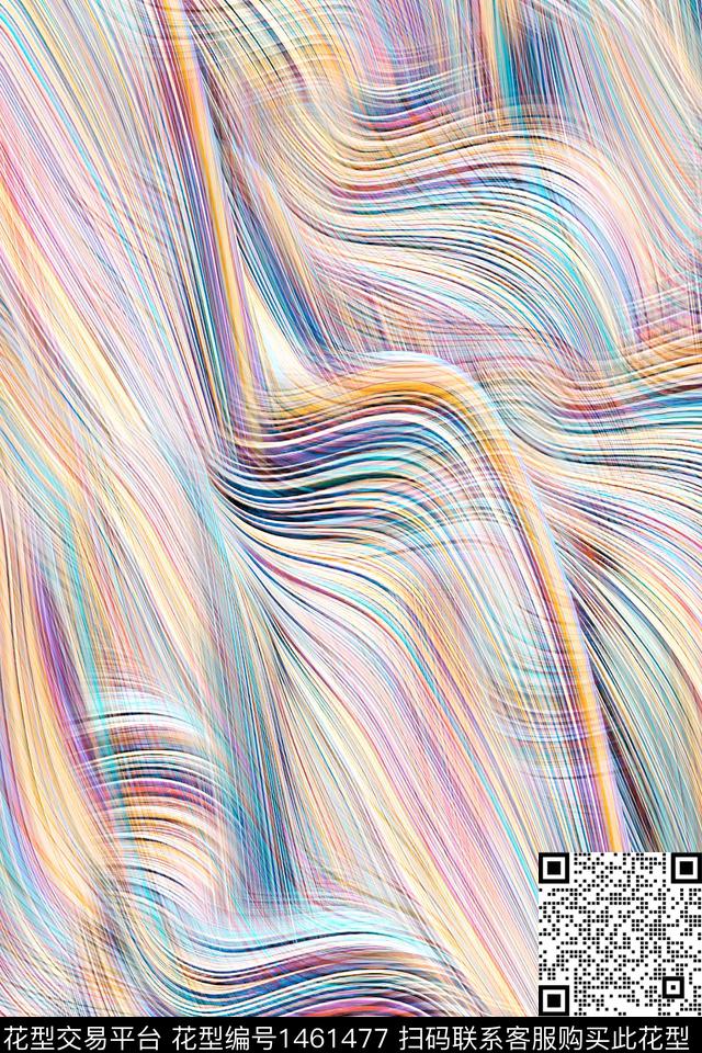 肌理扎染华亿平台大牌风数码印花华亿平台下载（图片编号: 1461477） - 瓦栏（Walan）