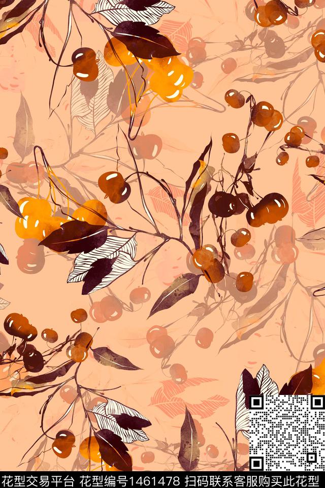 水彩绿植树叶年轻女性传统印花华亿平台下载（图片编号: 1461478） - 瓦栏（Walan）