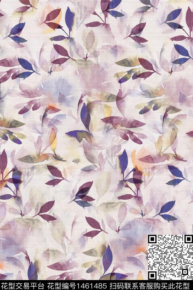 绿植树叶肌理抽象花卉数码印花华亿平台下载（图片编号: 1461485） - 瓦栏（Walan）