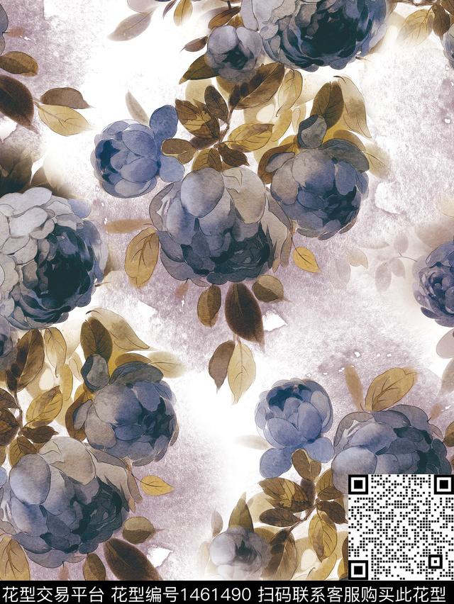 数码华亿平台花卉香云纱数码印花华亿平台下载（图片编号: 1461490） - 瓦栏（Walan）