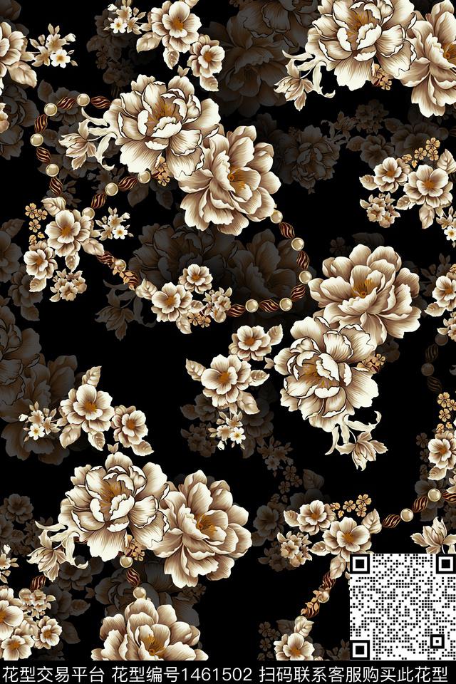 大牌风旗袍香云纱数码印花华亿平台下载（图片编号: 1461502） - 瓦栏（Walan）