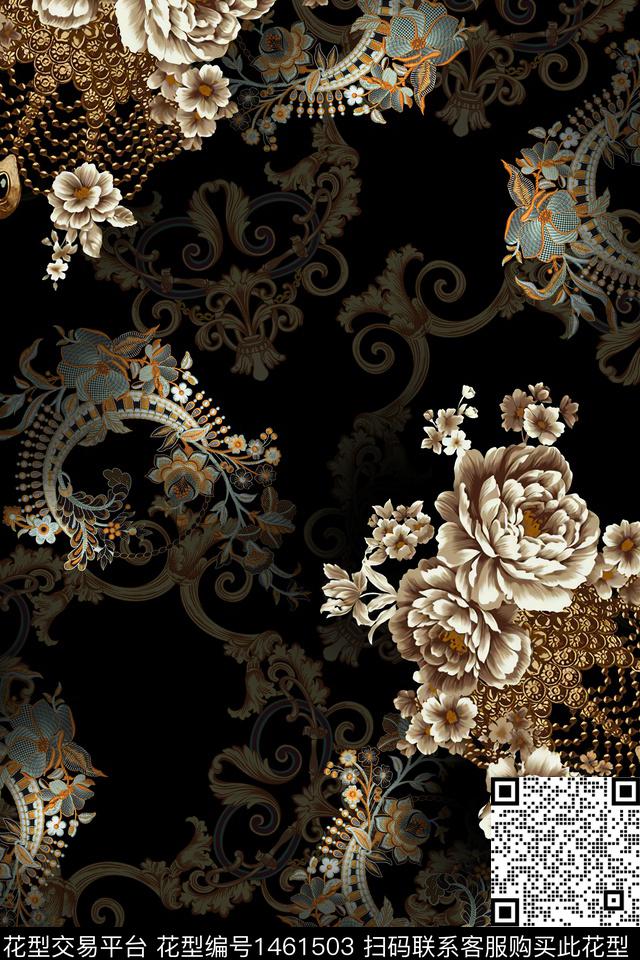 大牌风旗袍香云纱数码印花华亿平台下载（图片编号: 1461503） - 瓦栏（Walan）