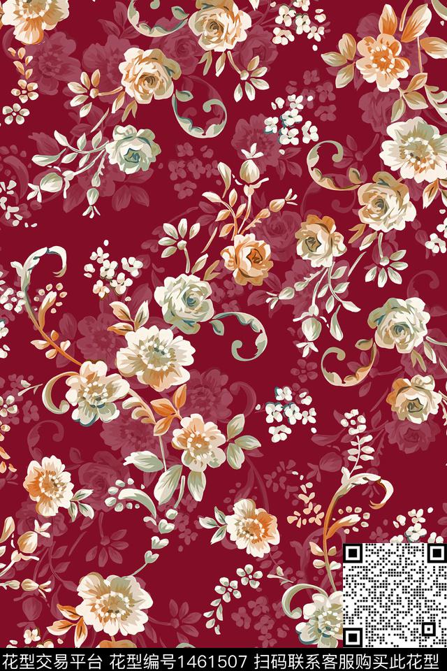 绿植树叶大牌风旗袍数码印花华亿平台下载（图片编号: 1461507） - 瓦栏（Walan）