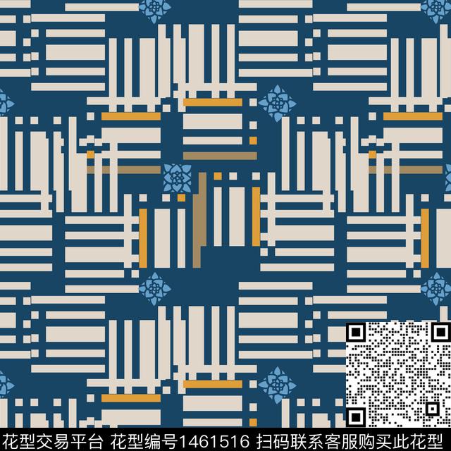 几何格子大牌风传统印花华亿平台下载（图片编号: 1461516） - 瓦栏（Walan）