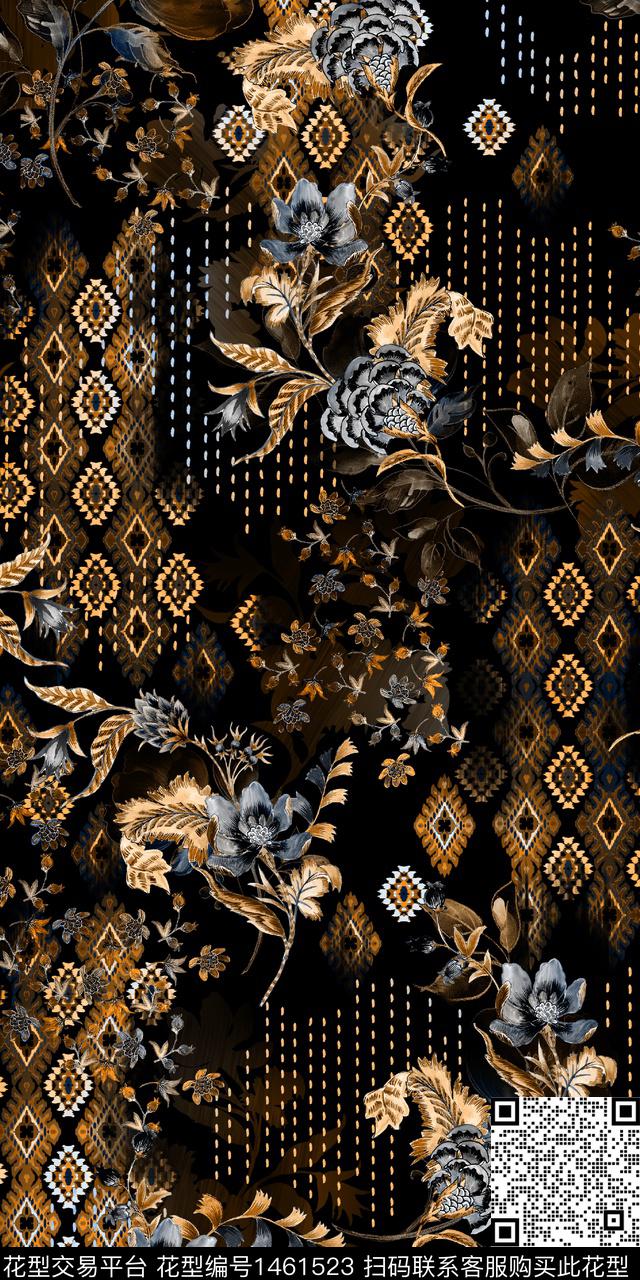 时尚民族风花卉数码印花华亿平台下载（图片编号: 1461523） - 瓦栏（Walan）