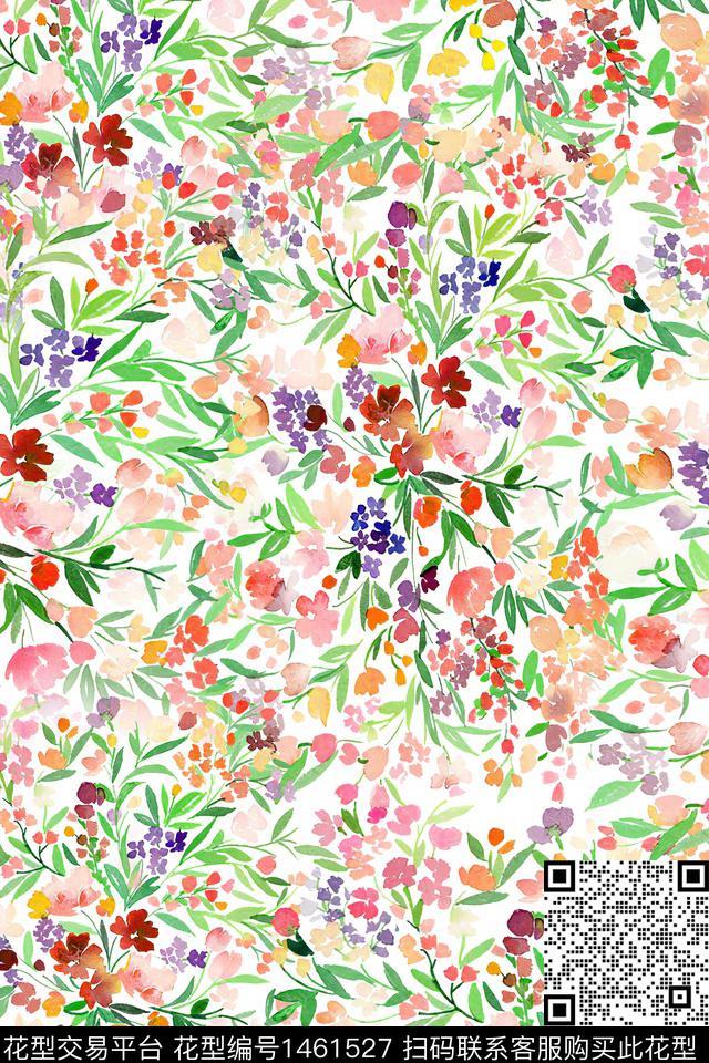 花卉小清新真丝数码印花华亿平台下载（图片编号: 1461527） - 瓦栏（Walan）