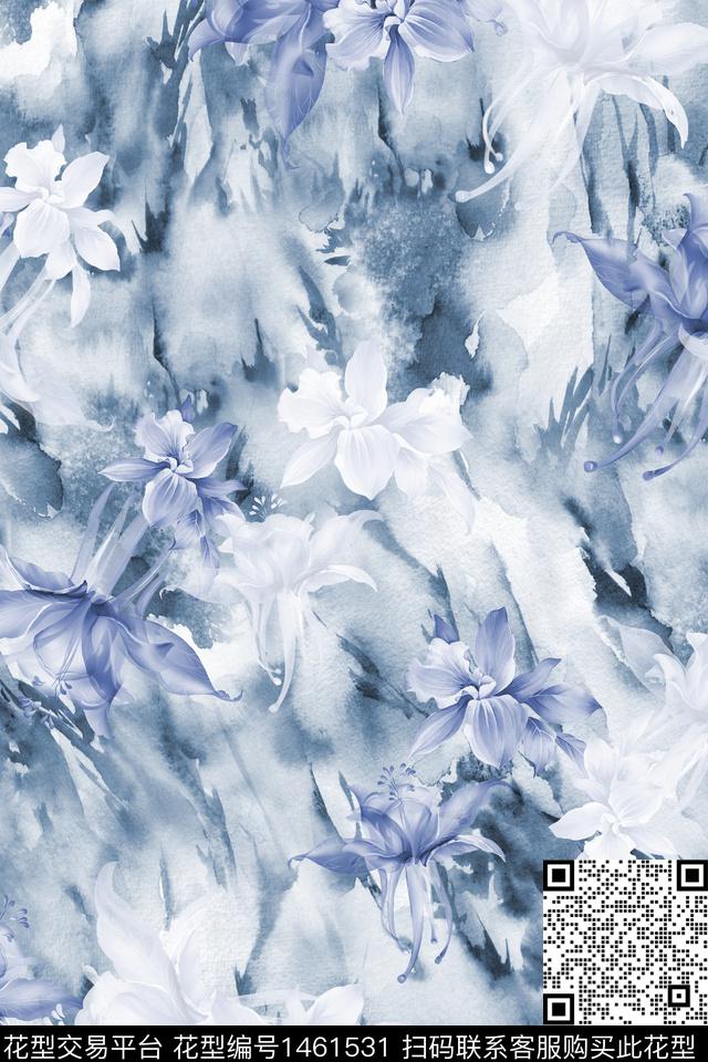 扎染华亿平台小清新真丝数码印花华亿平台下载（图片编号: 1461531） - 瓦栏（Walan）