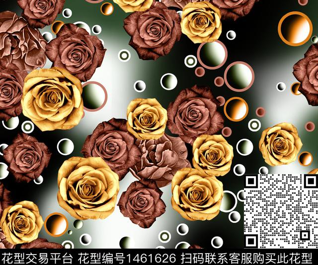 玫瑰花旗袍中老年数码印花华亿平台下载（图片编号: 1461626） - 瓦栏（Walan）