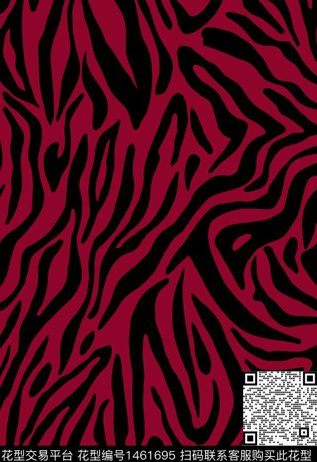 斑马纹复古酒红底传统印花华亿平台下载（图片编号: 1461695） - 瓦栏（Walan）