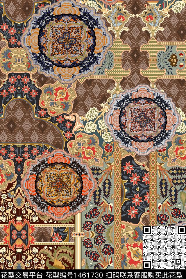 时尚民族风香云纱数码印花华亿平台下载（图片编号: 1461730） - 瓦栏（Walan）