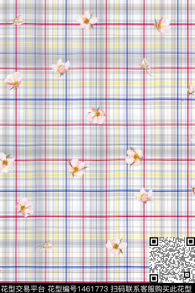 几何格子小清新数码印花华亿平台下载（图片编号: 1461773） - 瓦栏（Walan）