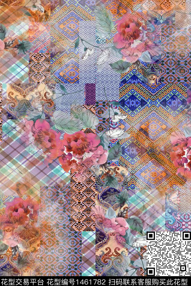 香云纱雕印华亿平台中老年数码印花华亿平台下载（图片编号: 1461782） - 瓦栏（Walan）