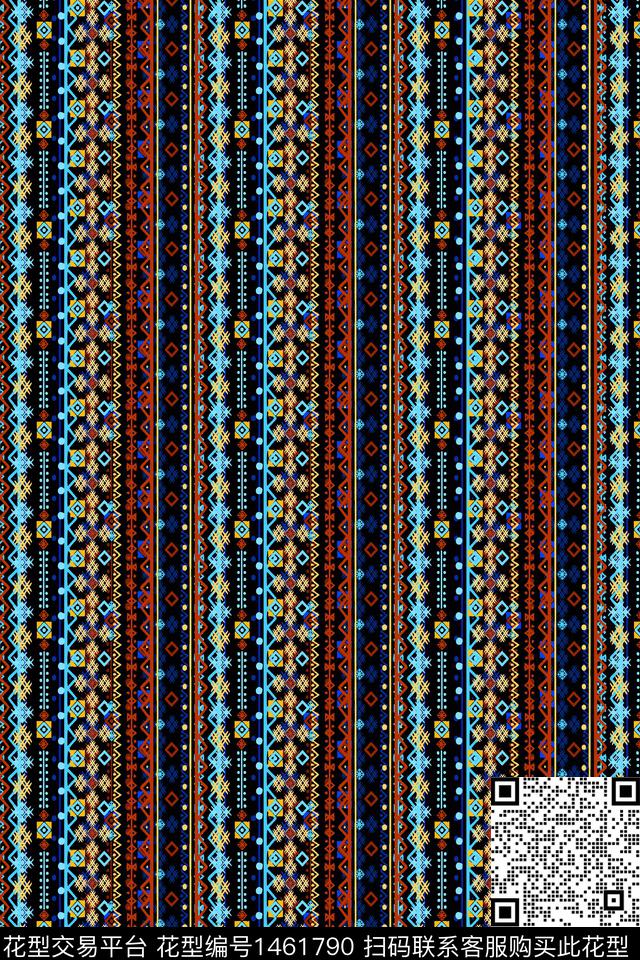 几何传统纹样大牌风数码印花华亿平台下载（图片编号: 1461790） - 瓦栏（Walan）