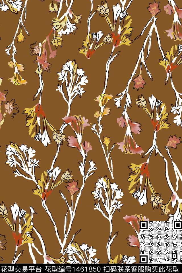 植物年轻女性小碎花数码印花华亿平台下载（图片编号: 1461850） - 瓦栏（Walan）