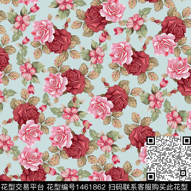 花卉满版散花小碎花数码印花华亿平台下载（图片编号: 1461862） - 瓦栏（Walan）