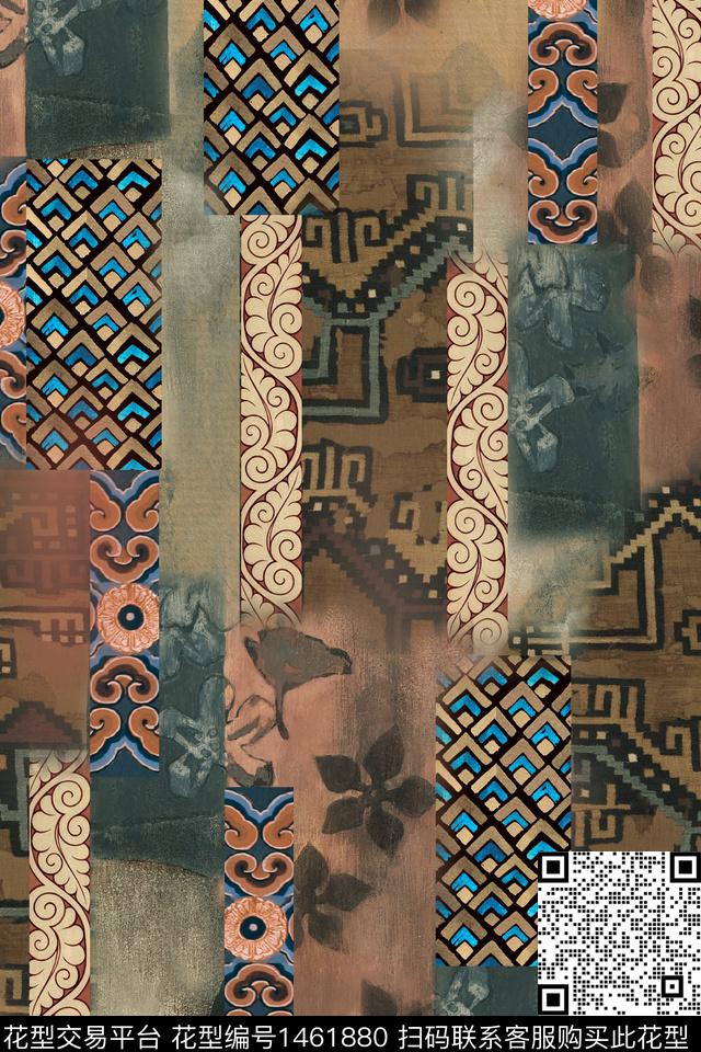 真丝民族风中老年数码印花华亿平台下载（图片编号: 1461880） - 瓦栏（Walan）