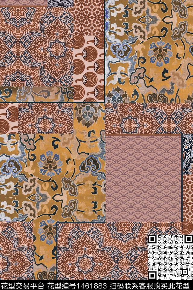 真丝民族风中老年数码印花华亿平台下载（图片编号: 1461883） - 瓦栏（Walan）