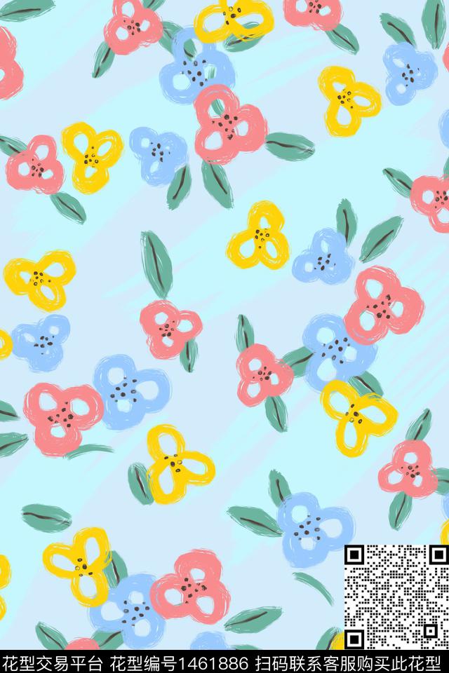 几何花卉简约趣味数码印花华亿平台下载（图片编号: 1461886） - 瓦栏（Walan）