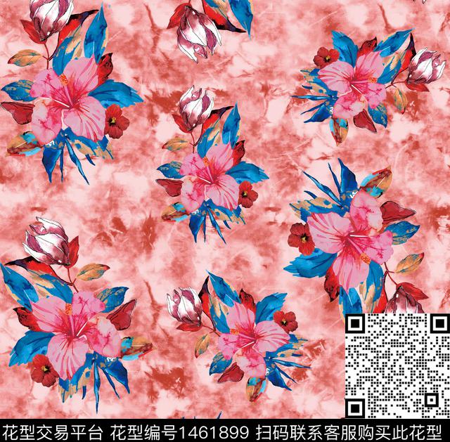 抽象花卉水彩花卉欧美数码印花华亿平台下载（图片编号: 1461899） - 瓦栏（Walan）
