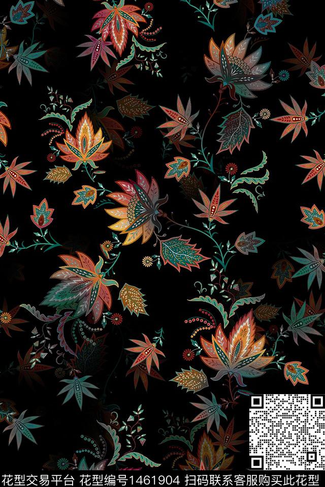 民族风佩斯利大牌风数码印花华亿平台下载（图片编号: 1461904） - 瓦栏（Walan）