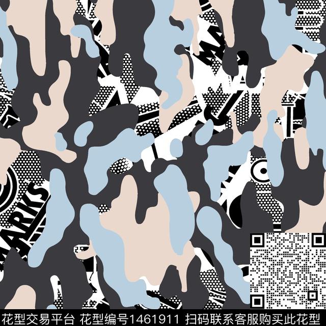 字母迷彩波点传统印花华亿平台下载（图片编号: 1461911） - 瓦栏（Walan）