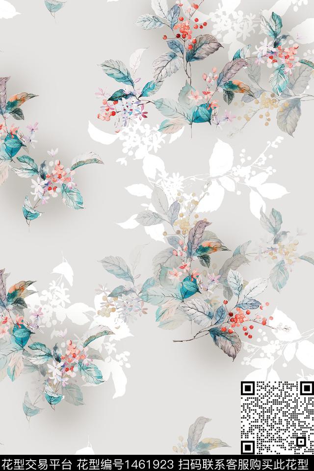 清爽底花卉花卉大牌风数码印花华亿平台下载（图片编号: 1461923） - 瓦栏（Walan）
