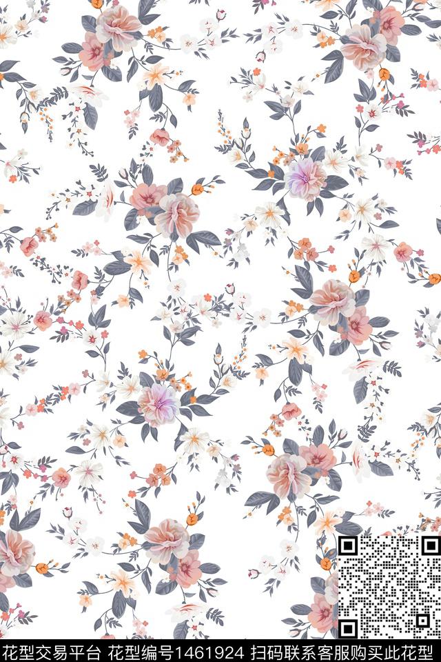 清爽底花卉花卉大牌风数码印花华亿平台下载（图片编号: 1461924） - 瓦栏（Walan）
