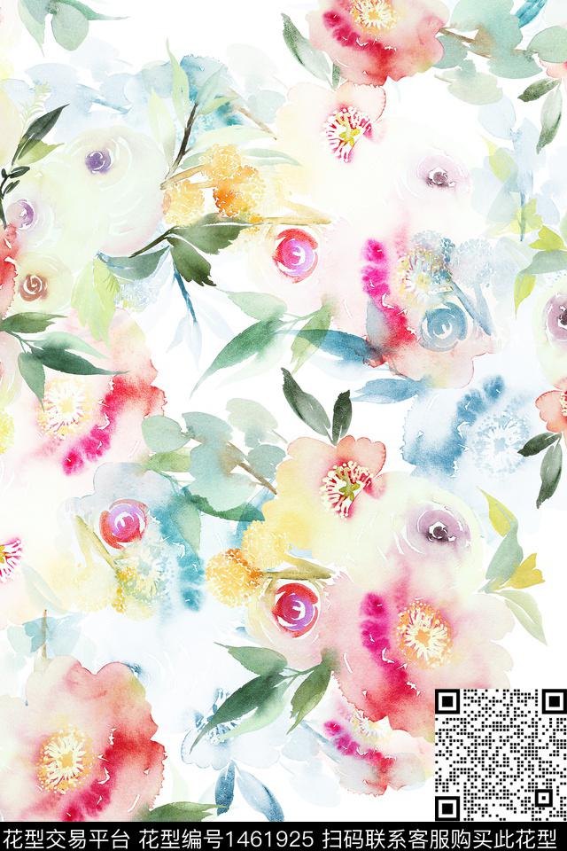 花卉大牌风小清新数码印花华亿平台下载（图片编号: 1461925） - 瓦栏（Walan）