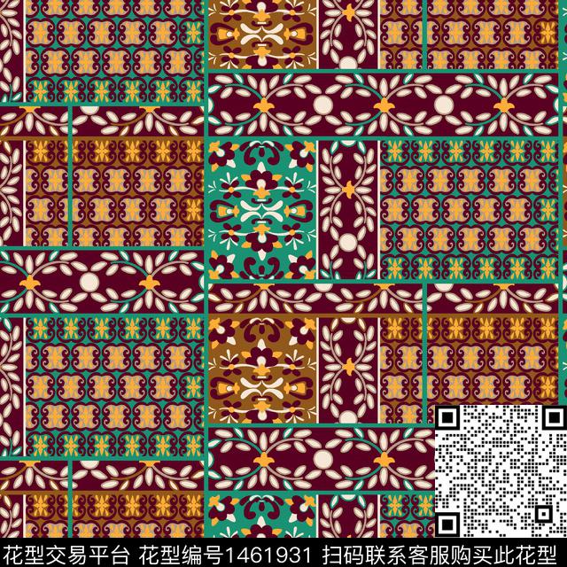 几何传统纹样佩斯利传统印花华亿平台下载（图片编号: 1461931） - 瓦栏（Walan）
