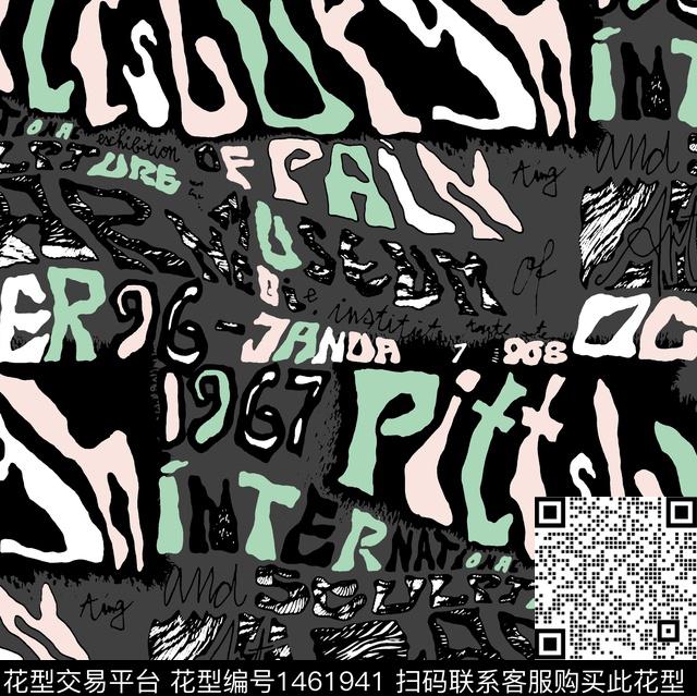 字母笔触2022春夏传统印花华亿平台下载（图片编号: 1461941） - 瓦栏（Walan）