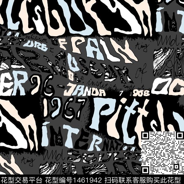 字母笔触2022春夏传统印花华亿平台下载（图片编号: 1461942） - 瓦栏（Walan）