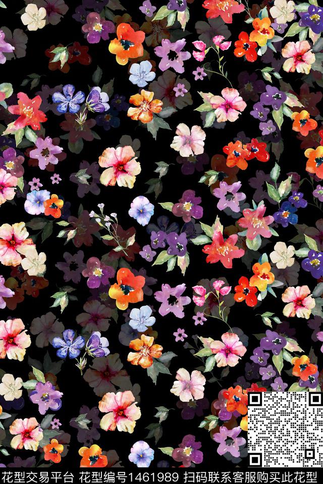 花卉真丝小碎花数码印花华亿平台下载（图片编号: 1461989） - 瓦栏（Walan）