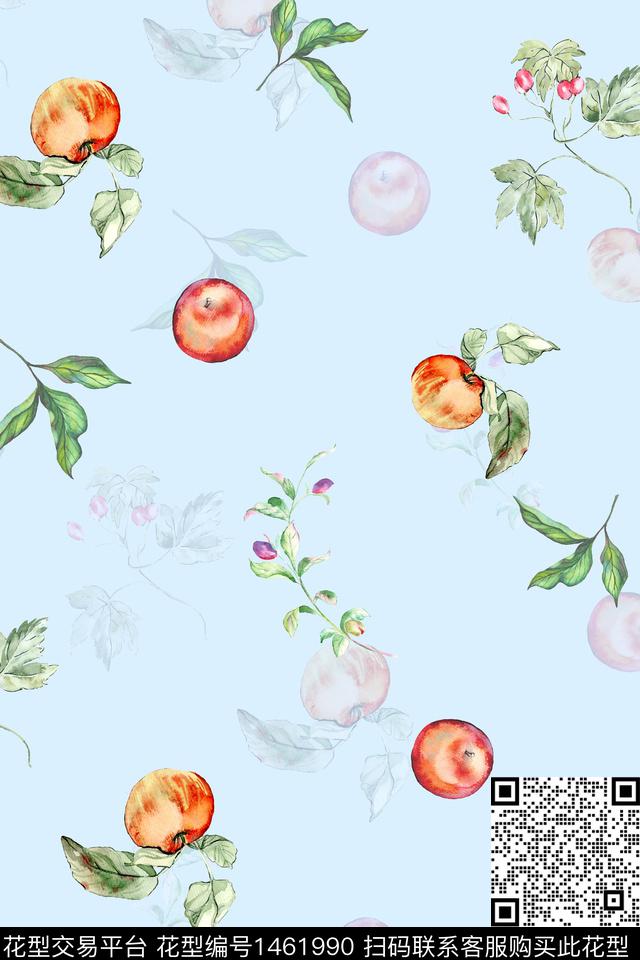 水果小清新真丝数码印花华亿平台下载（图片编号: 1461990） - 瓦栏（Walan）