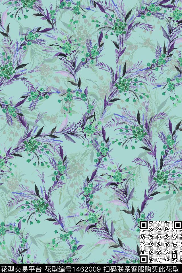 花卉大牌风香云纱数码印花华亿平台下载（图片编号: 1462009） - 瓦栏（Walan）