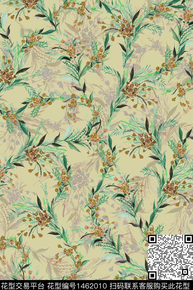 花卉大牌风香云纱数码印花华亿平台下载（图片编号: 1462010） - 瓦栏（Walan）