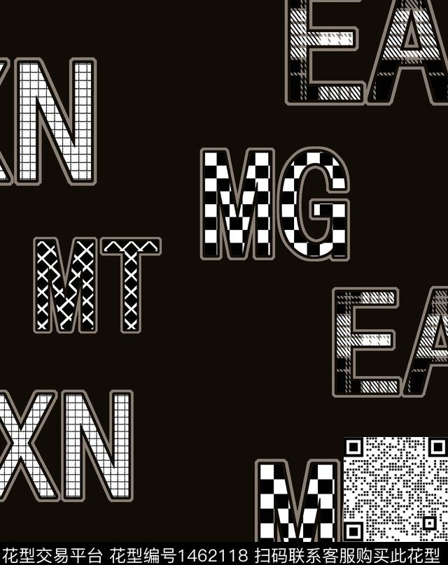 字母几何格子传统印花华亿平台下载（图片编号: 1462118） - 瓦栏（Walan）