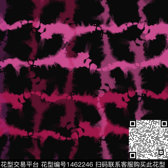 格子扎染风格线条笔触数码印花华亿平台下载（图片编号: 1462246） - 瓦栏（Walan）