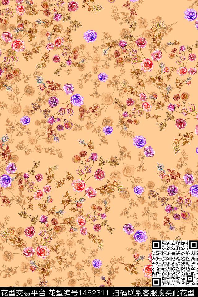 绿植树叶年轻女性大牌风数码印花华亿平台下载（图片编号: 1462311） - 瓦栏（Walan）