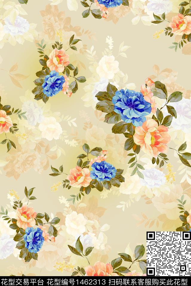 绿植树叶大牌风小清新数码印花华亿平台下载（图片编号: 1462313） - 瓦栏（Walan）