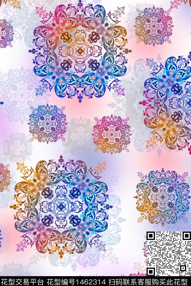 传统纹样佩斯利年轻女性数码印花华亿平台下载（图片编号: 1462314） - 瓦栏（Walan）