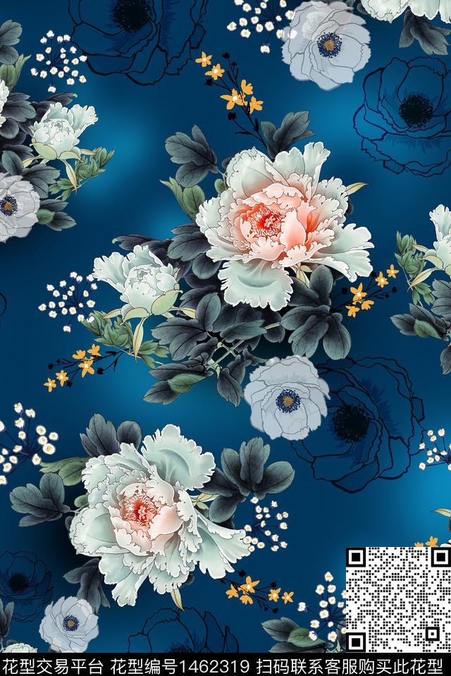 花卉香云纱中老年数码印花华亿平台下载（图片编号: 1462319） - 瓦栏（Walan）