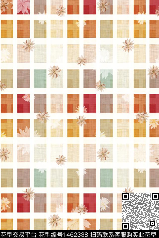 几何格子大牌风数码印花华亿平台下载（图片编号: 1462338） - 瓦栏（Walan）