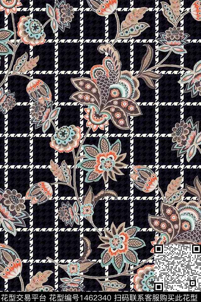 民族风花卉真丝数码印花华亿平台下载（图片编号: 1462340） - 瓦栏（Walan）