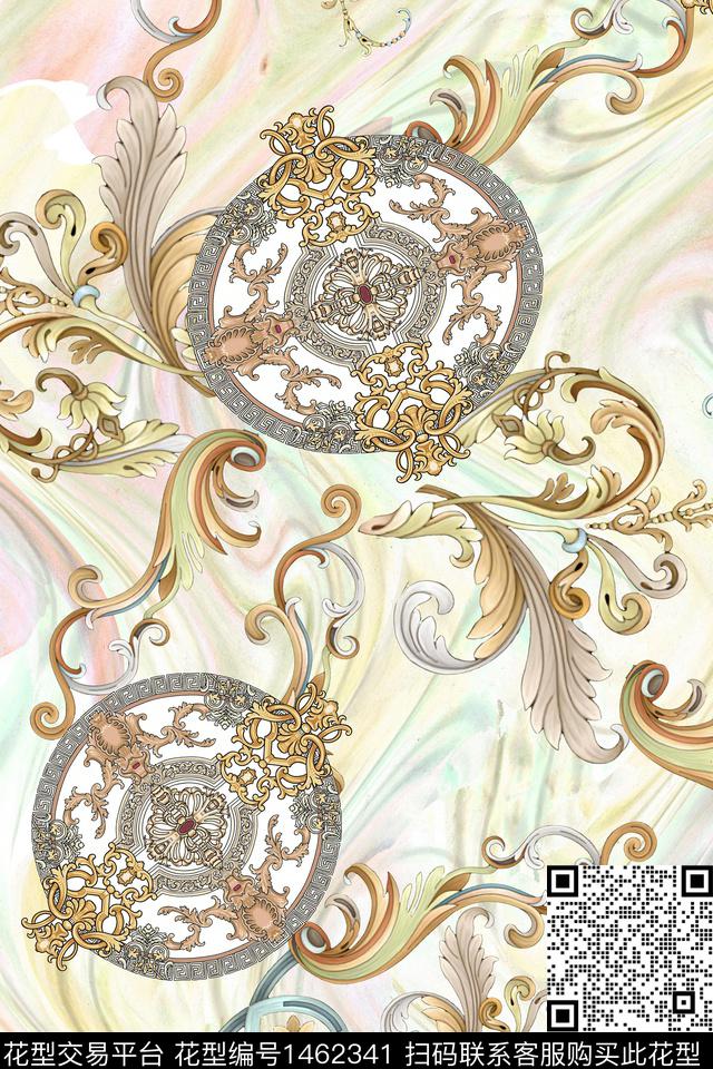 抽象真丝欧洲数码印花华亿平台下载（图片编号: 1462341） - 瓦栏（Walan）