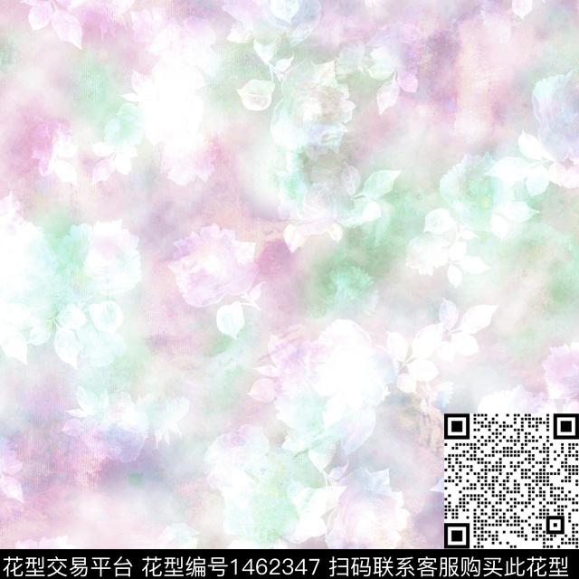 小清新抽象真丝数码印花华亿平台下载（图片编号: 1462347） - 瓦栏（Walan）